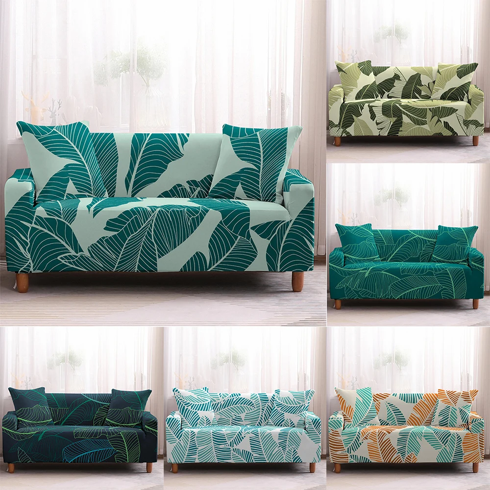 

DIDI Leaves Sofa Cover Elastic Tropical Plant Slip-resistant Removable Tight Wrap Slipcovers for living room 1/2/3/4-seater