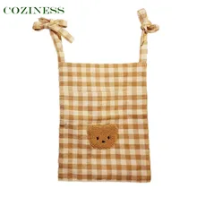 Cozeless Bolsa de pañales de algodón fina para cama de bebé, colgadores de pared de oso pequeño de dibujos animados, decoración de moda, nueva bolsa de almacenamiento de venta directa de fábrica