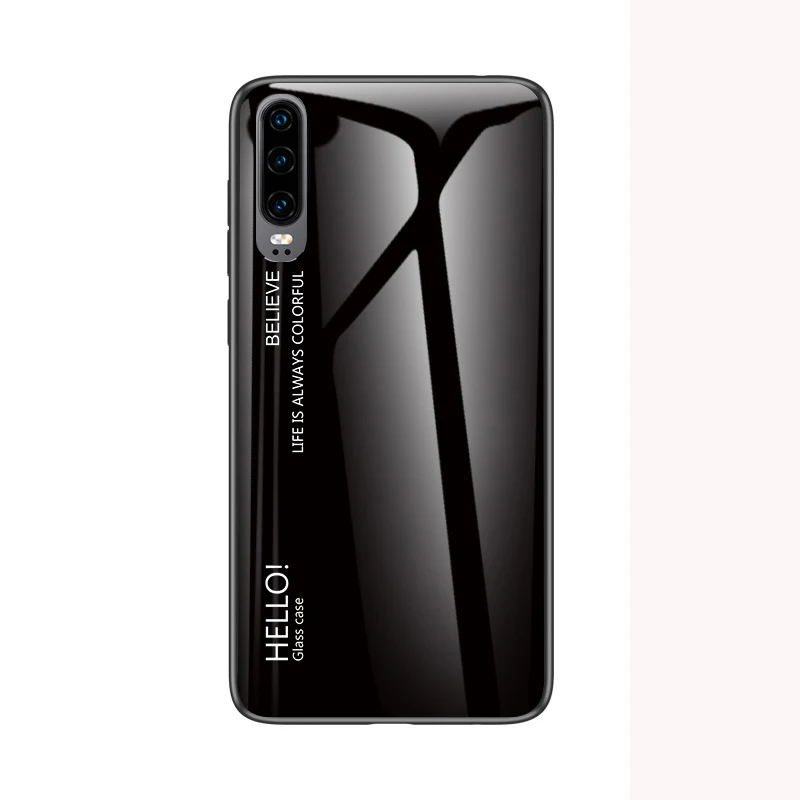 Black Градиентный Радужный чехол для huawei P20 P30 Pro Y6 Y7 P Smart Plus mate 20 Lite чехол для Honor 20i 10i 20 8X 8C 9X Pro Чехол - Цвет: Black