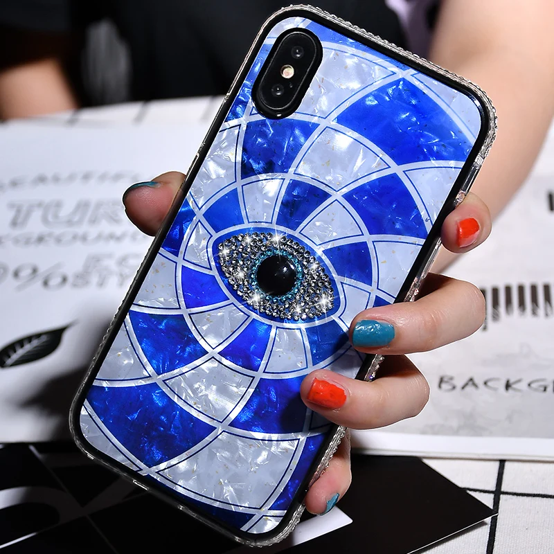 

Case for Iphone 11Pro MAX XR 7 8 Diamond Jewelled Mystery Eye Phone Case for Iphone 7 8 Plus Side Drill Bring Bring Cover Funda