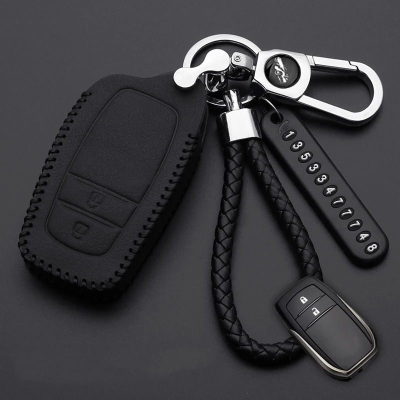 Leather-Car-Smart-Key-Cover-Case-For-Toyota-Camry-Coralla-Crown-RAV4-Highlander-2015-2-Button (1)