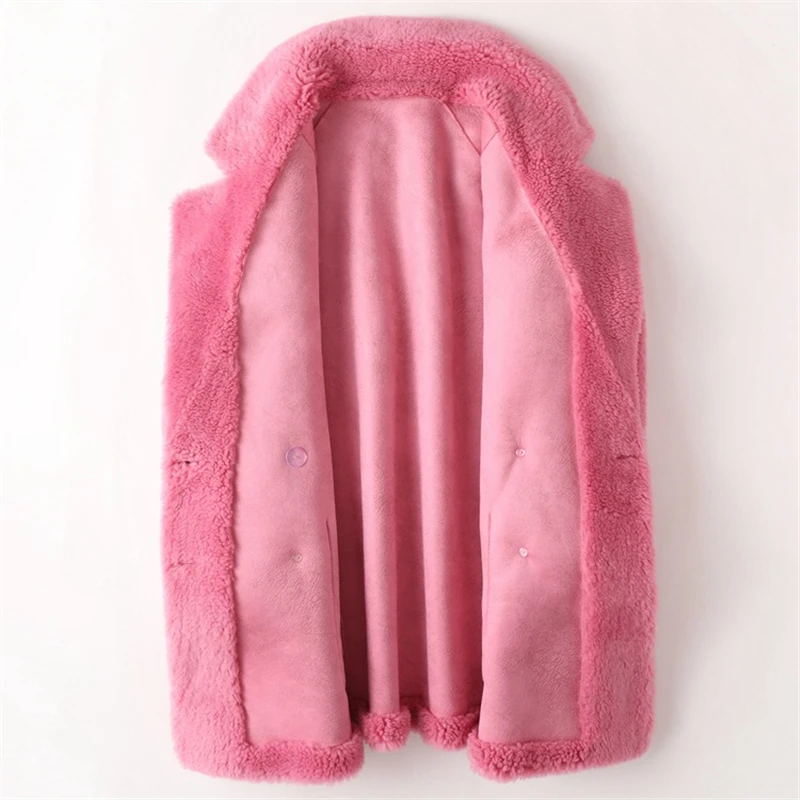Fashion New Women Granule Sheep shearing Faux fur jacket Winter High quality Long Fake Fur coat Loose Overcoat Woman Winter