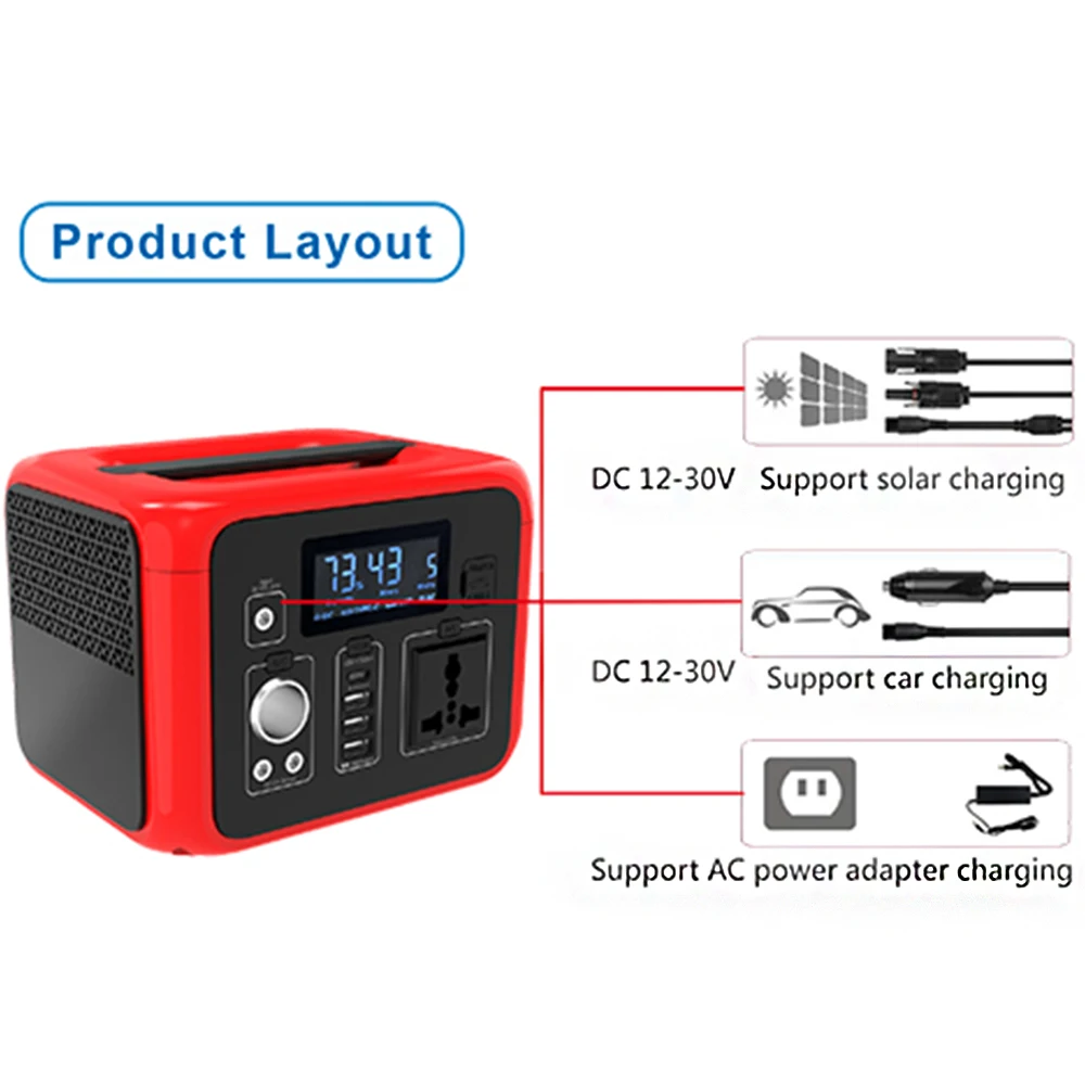 US $476.00 Newest Version 300Wh Solar Power Generator Portable Power Station Peak Current 700A Jump Starter For CarOutdoor Activity