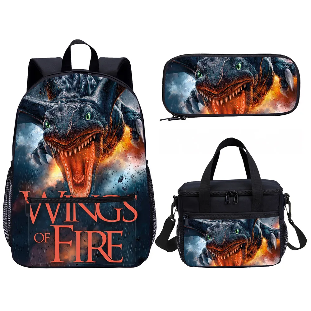 

2020 New 3 Pcs Wings of Fire Dinosaur Print Kids School Bag Set Primary School Student Backpack Children Knapsack Children Gift