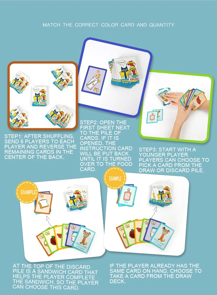 Pete o Gato Jogo de Cartas 2 a 4 e Acima Mideer Grande Almoço Divertimento Cartões Brinquedo Comida Cartão Cor Correspondência Jogos Interativos Jogadores Idades 12 Cor e forma