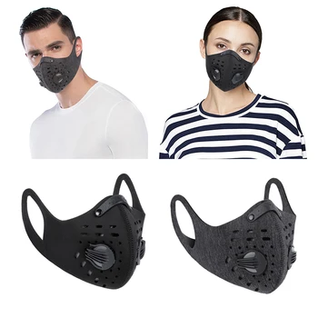 

2x Cycling Face Mask Earloop Mouth Cover Unisex Double Air Breathing Valve Face Cover for Running Outdoor Sports Washable Mask