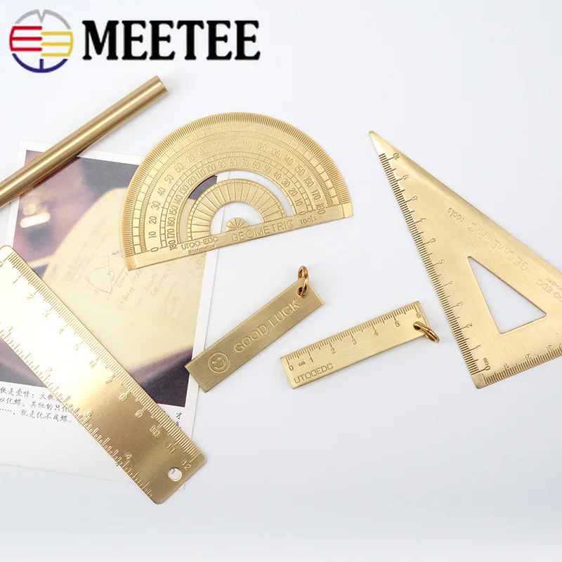 Meetee 2 шт. латунный брелок для ключей части небольшой медной линейки ключ кулон номерной знак 60 мм мини металлический студенческий учебный инструмент деко BD035