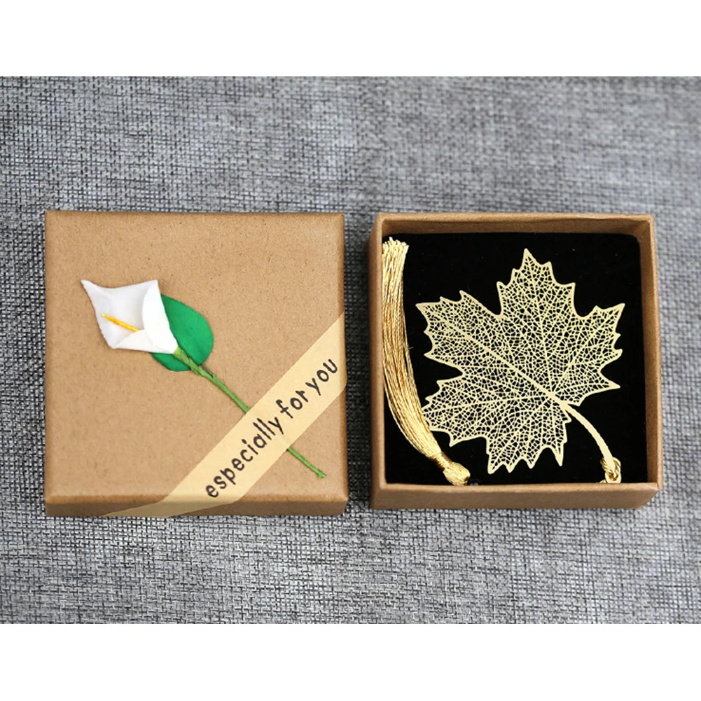 

Vintage Chinese Style Gold Metal Hollow Ginkgo Leaf Tassel Bookmark Stationery Book Folder Office School Supplies