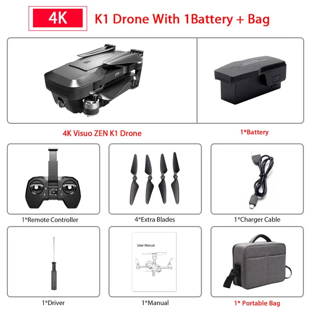 K1 RC Drone GPS with 4K HD Camera Gesture Control 5G Wifi FPV Brushless Flight Time 28mins Foldable Quadcopter Toy For Kids - Цвет: 4K 1B Bag