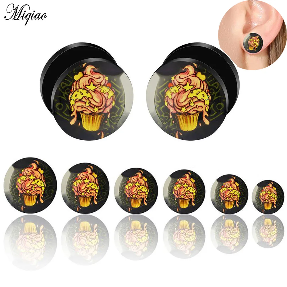 

Miqiao 2pcs 10mm-20mm Body Piercing Jewelry Acrylic Auricle Ice Cream Ear Amplifier European and American Popular Earrings