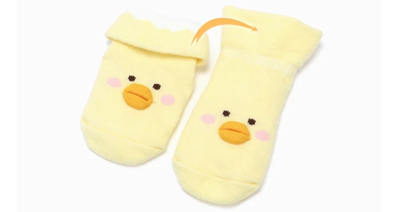 New cotton baby toddler socks 0-9 months cartoon little yellow duck baby socks non-slip foot socks