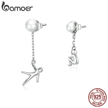 

bamoer Valentine's Day Series 925 Sterling Silver Lover Dating Original Design Earrings for Women Pearl Jewelry SCE852