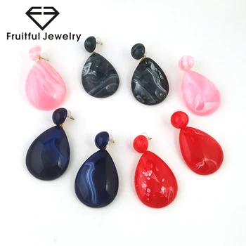 

Fruitful Fashion Bohemian Statement Resin Water Drop Earrings Multicolor Gem Earrings For Women Girl Summer Fascinate Jewelry