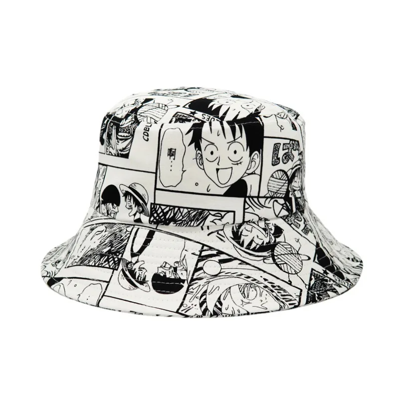 Summer Fisherman Hat Cartoon Figure Printed Bucket Hats For Women Men Anime Cosplay Bucket Cap Cartoon Shading Fishing Hat