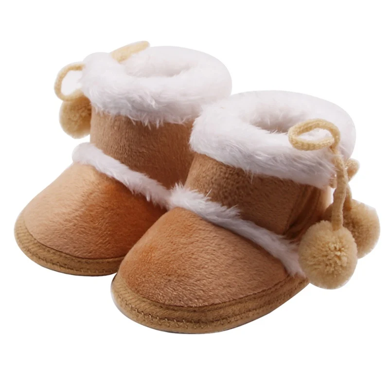Очень теплая зимняя обувь для новорожденных девочек; обувь для малышей; мягкие меховые зимние Нескользящие ботинки; ботиночки