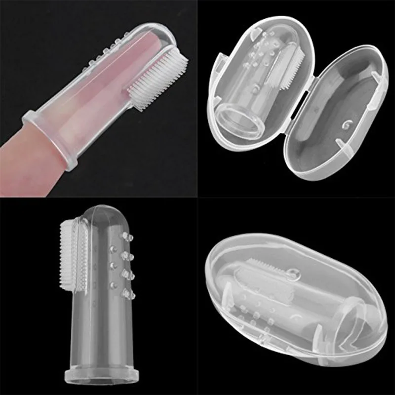 brush and Box Детская зубная щетка палец Силиконовая зубная щетка+ коробка детские зубы прозрачные мягкие силиконовые зубные щетки для младенцев резиновая Чистящая Детская щетка - Цвет: brush and Box
