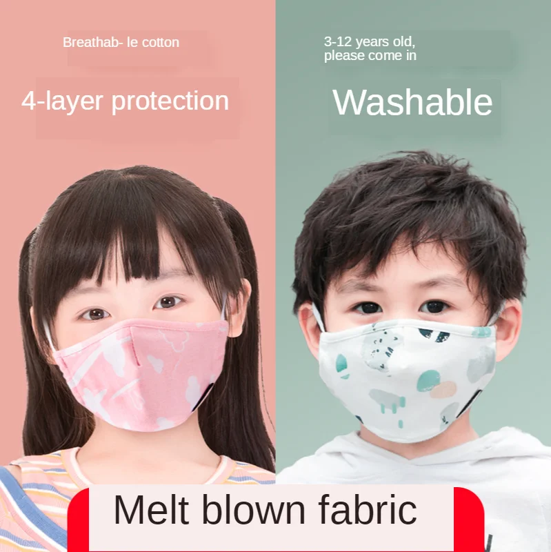 

PM2.5 Washable Pure Cotton Children Face Mask Kids Anti Haze Dust Mask Nose Filter Face Muffle Bacteria Flu Respirator Students