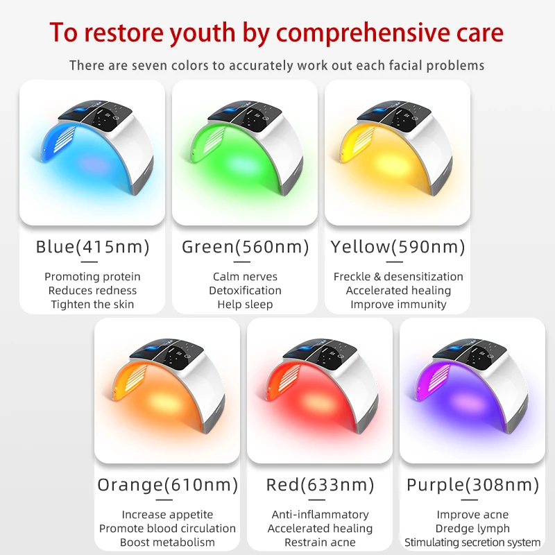  DARSONVAL Professional 7 Colores Mascara LED PDT Facial Mask Red Light Therapy Treatment Skin Lamp  - 4000401292784