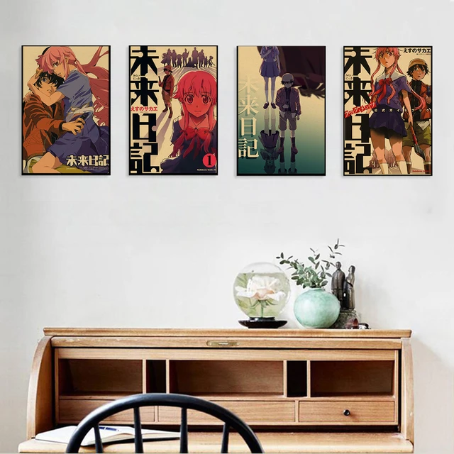 Mirai Nikki The Future Diary Anime Poster for Room Aesthetics Decorative  Picture Print Wall Art Canvas Posters Gifts 12x18inch(30x45cm) Frame-Style