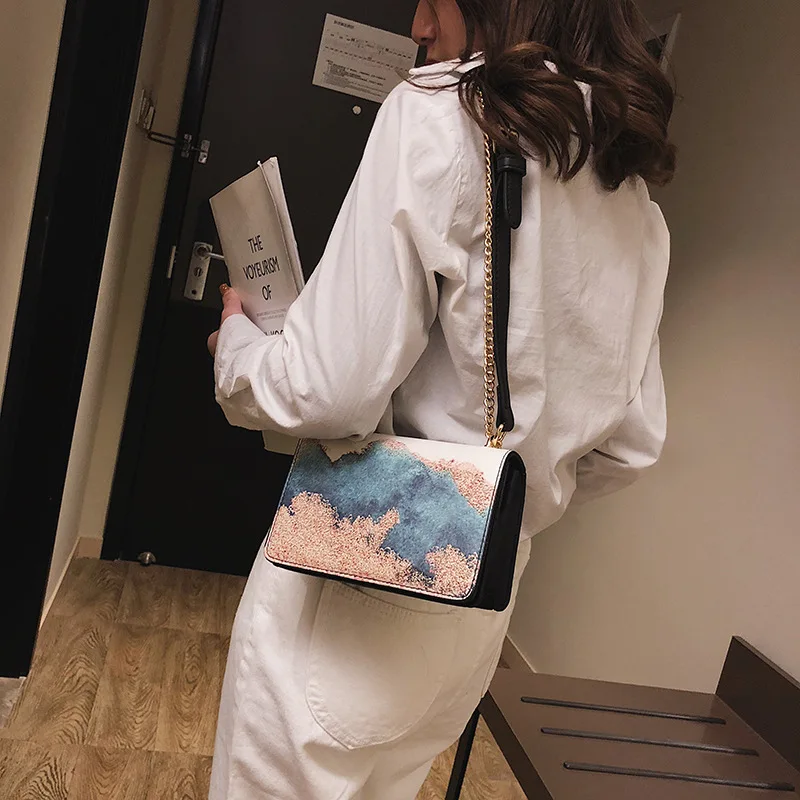 Модная дизайнерская женская сумка в китайском стиле, сумка через плечо с цепочкой, Женская винтажная сумка, маленькие квадратные пакеты, сумки через плечо