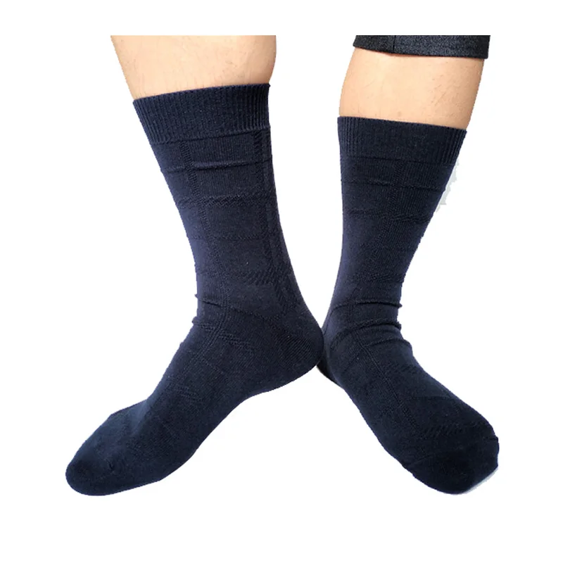 

Cotton Winter Mens Socks Formal Dress Navy Big Plaid Male Hose Gentlemen Business Thick