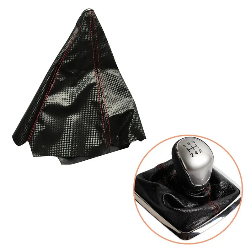 

1Pc Universal PU Leather Car Gear Shift Collars Carbon Fiber Auto Manual Shifter Gear Shift Boot Cover