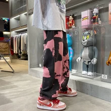 

Trendy Tie-dye Jeans Men's Brand Clothing Straight Loose Casual Wide-leg Pants Retro Fashion Men's Streetwear Ropa Hombre джинсы