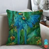 Pair of Birds Pattern Cushion Cover Fauxlinen Decorative Throw Pillows Parrot Tropical Plants Sofa Couch Pillowcase Home Decor 1