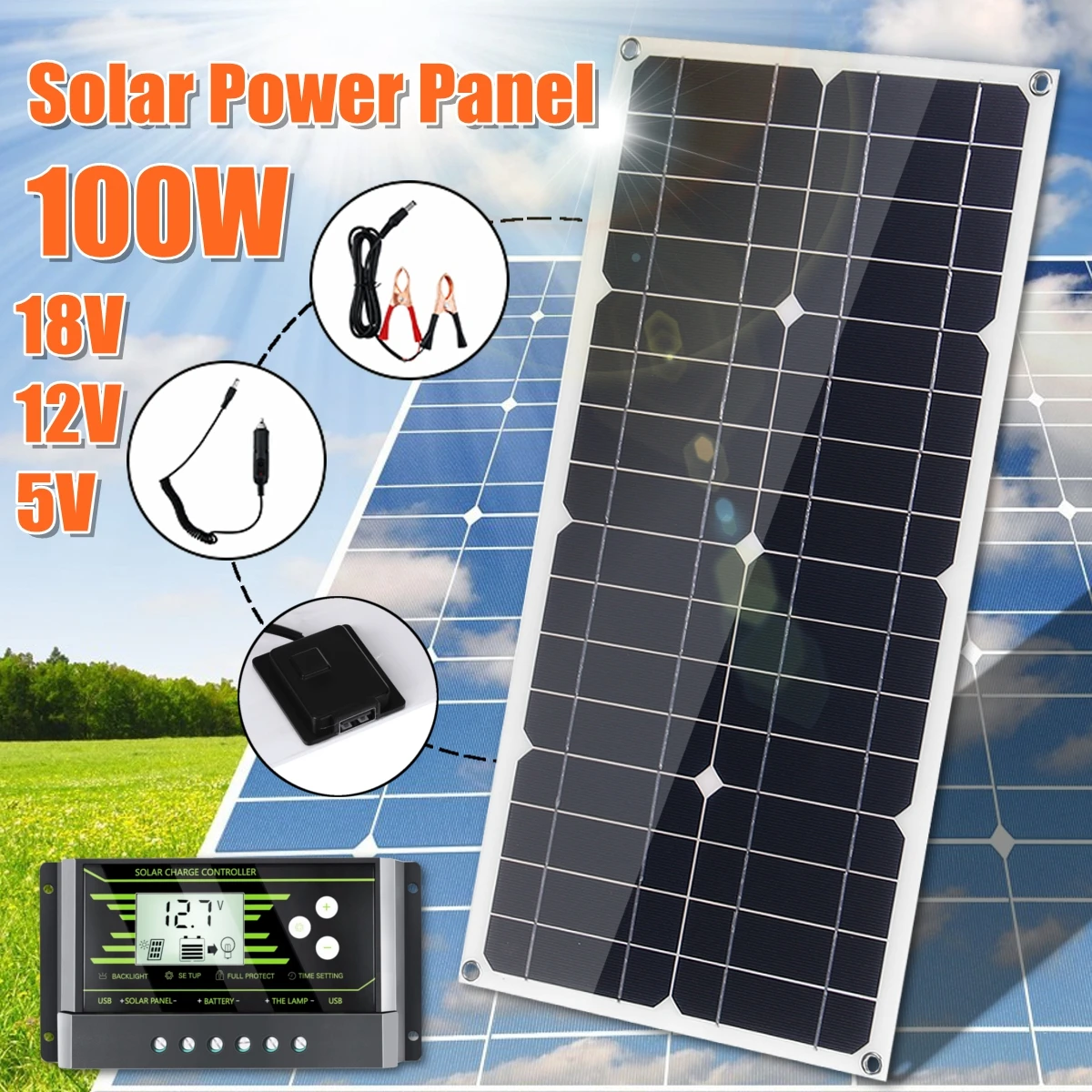 Najtaniej 100W 18V Mono Panel słoneczny USB 12 V 5 V DC monokrystaliczna elastyczna ładowarka solarna do samochodu RV łódź ładowarka wodoodporna