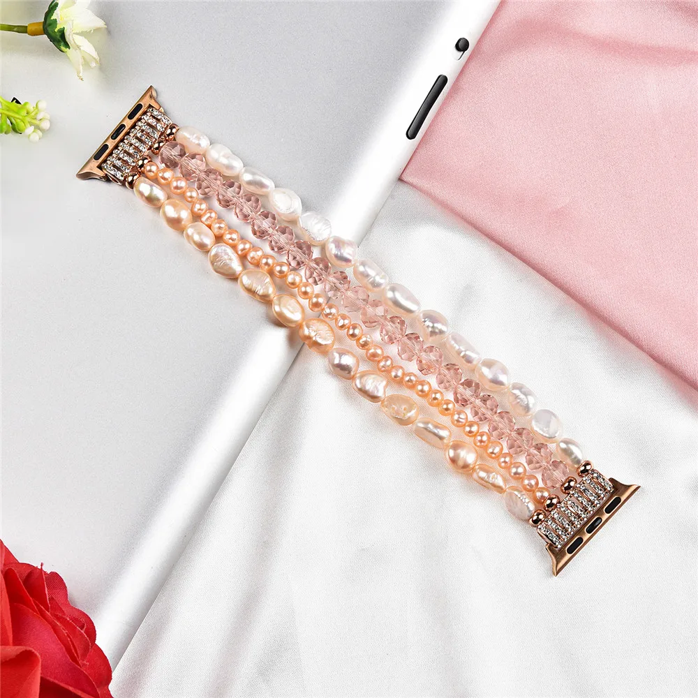 Bracelet for Apple Watch Band Elastic Wristband Strap for iwatch Series 5 4 3 2 1 42mm 38mm 44mm 40mm Crystal Pearl Women Girls