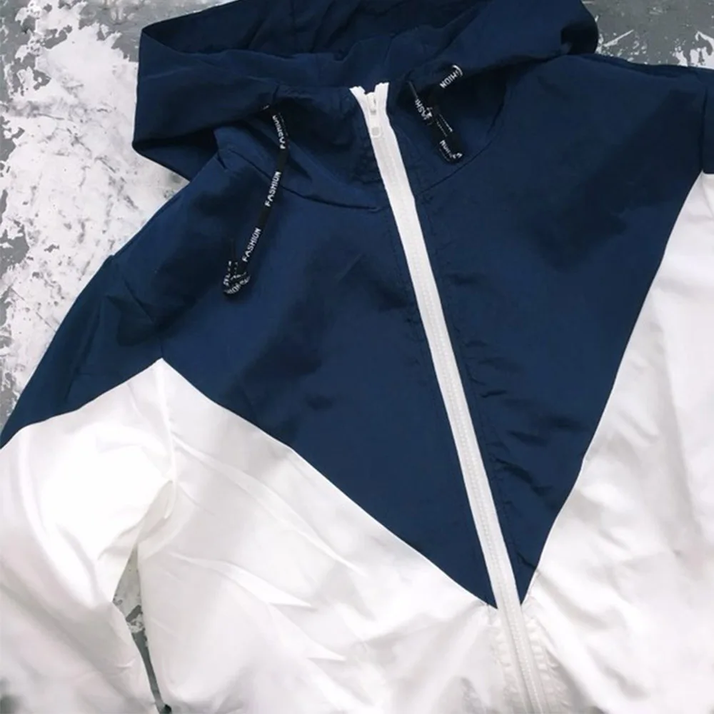 ZAFUL двухцветная ветровка с капюшоном, лоскутные куртки, Женская цветная куртка на молнии, весна, повседневные пальто, верхняя одежда