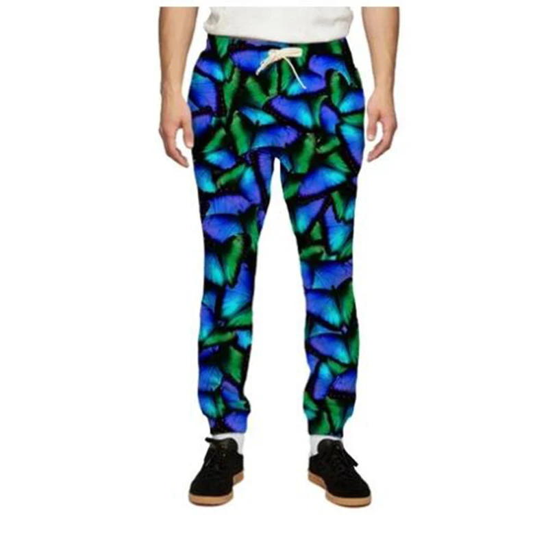 

MODAVELOCE Print Butterfly Effects Sweatpants Casual Dress Green Pants Men Slim Fit Trousers Gym Track Pants For Men Elastic