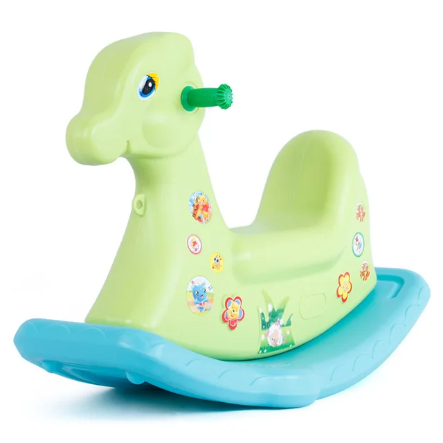Children's two-color rocking horse baby rocking horse kindergarten family amusement park Trojan thickened plastic indoor toys 2