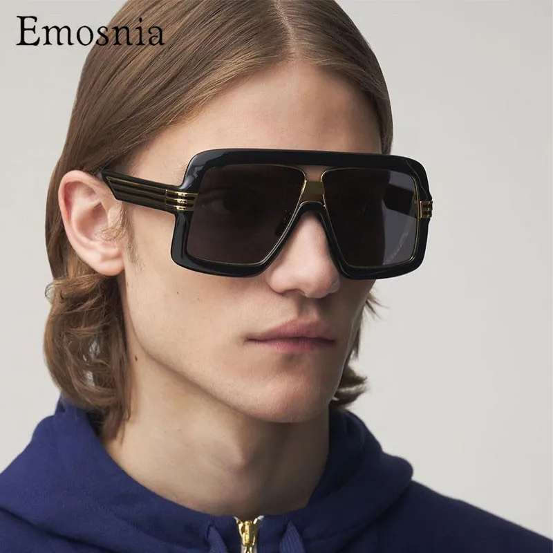 

Emosnia Retro Leopard Square Sunglasses Men Fashion Oversized Metal Vintage Lady Male Sun Glasses Top Quality Brand Design UV400