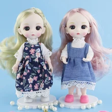 Новые 13 подвижных шарнирных 16 см 1/8 куклы мини BJD детские розовые желтые серебряные волосы обнаженные женские тела модные куклы игрушки для девочек подарок