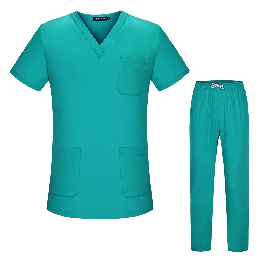Viaoli, унисекс, медицинская форма, топы с короткими рукавами, штаны, одежда для доктора, рабочая одежда для мужчин, униформа для кормления, скрабы для женщин, скрабы, наборы - Цвет: tops pants
