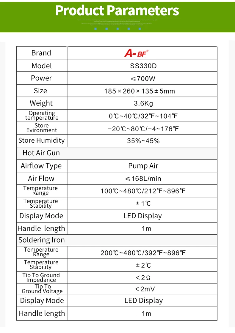 A-BF SS330D 2-в-1 паяльная станция с двойным цифровым Дисплей паяльная станция без примесей свинца и паяльной станции горячий воздух пистолет мобильного ремонта