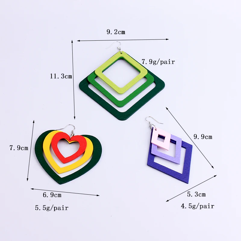 YAMEGA Large Multilayer Natural Wooden Earrings Long StaColorful Africa Drop statement Earring For Women Lady Girls 2019 New