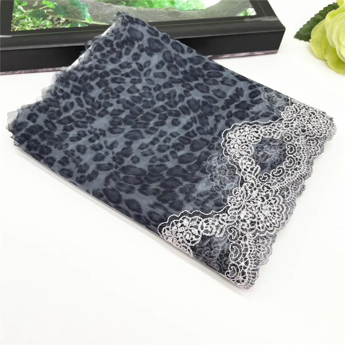 3y/lot Width 17cm Blue Leopard With Silver Embroidery Lace Trim DIY Craft Sewing Supply Skirt Hem Decoration Accessories Dolls 1
