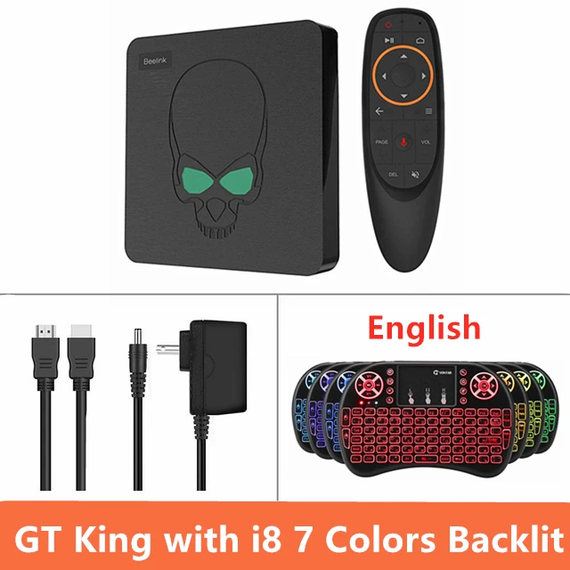 ТВ приставка Beelink GT King S922X Android 9,0 LDDR4 4 Гб 64 Гб Голосовое управление 2,4G 5,8G Wifi BT4.1 USB3.0 1000M GT King Android tv Box - Цвет: GT King i8 Backlit