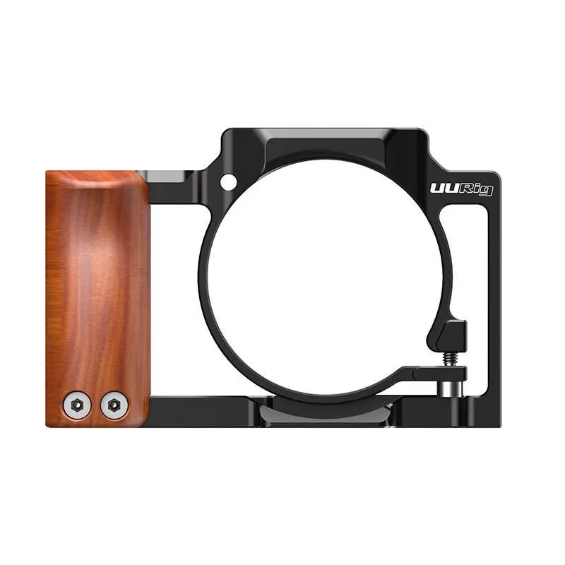 UURig Vlog Camera Cage With Wooden Handle Hand Grip Cold Shoe Mount for Sony ZV1 Camera Can attach with Tripod
