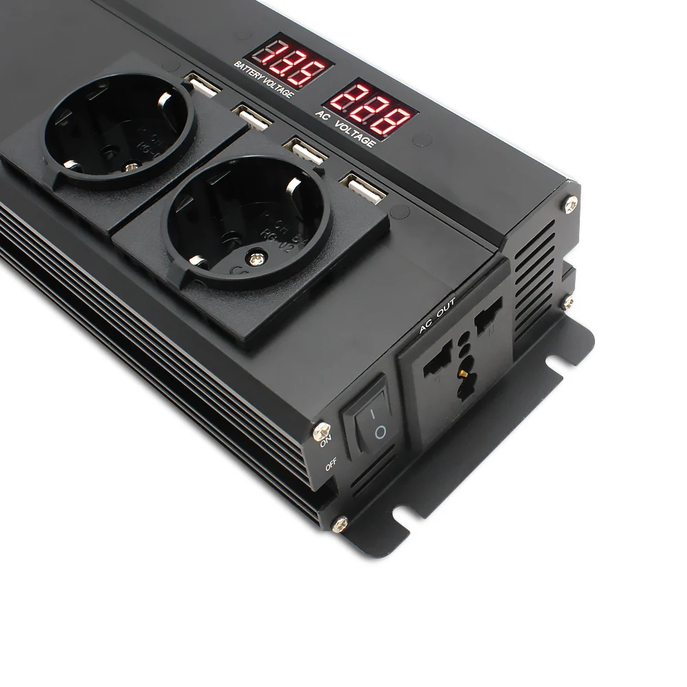 US $52.83 Dc12v To 230v 6000w Peak Eu Socket HomeOuting Led Display Modified Sine Wave With 48 A 4 Usb 3 Ac Sockets Car Adapter Inverter