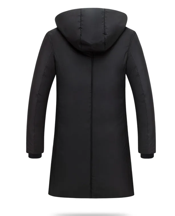 Black Gray Long Winter Down Jacket Men Thick Warm Hooded Loose Solid Outerwear Fashion Windproof Overcoat Mens Clothes YT50206