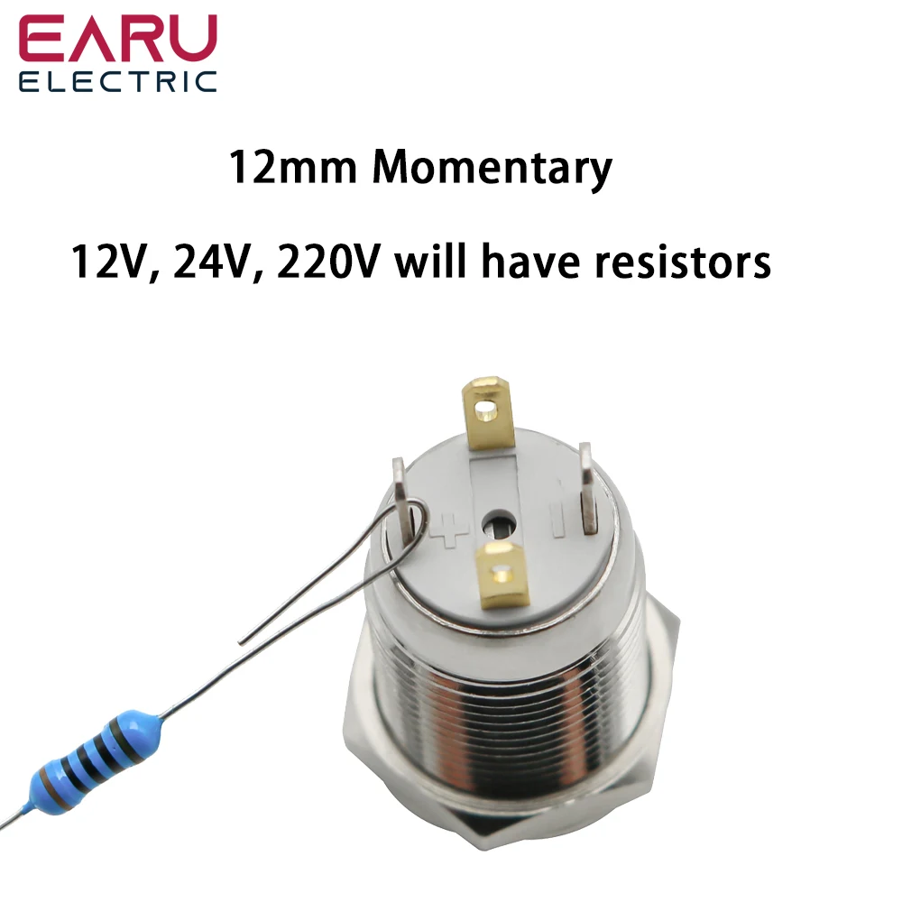 Description Picture 5 of item12mm Waterproof Momentary Stainless Steel Metal Doorbell Bell Horn Push Button Switch LED Car Auto Engine PC Power Start Starter