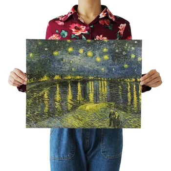

New Van Gogh Monet oil Poster vintage Classic Kraft Paper Poster Painting Wall Stickers Home Decorative
