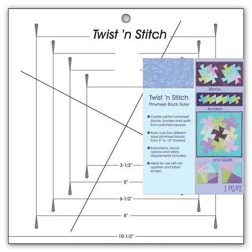 

Twist 'n Stitch Pinwheel Block Ruler patchwork ruler quilting ruler quilter's ruler for domestic sewing machine #HM-775