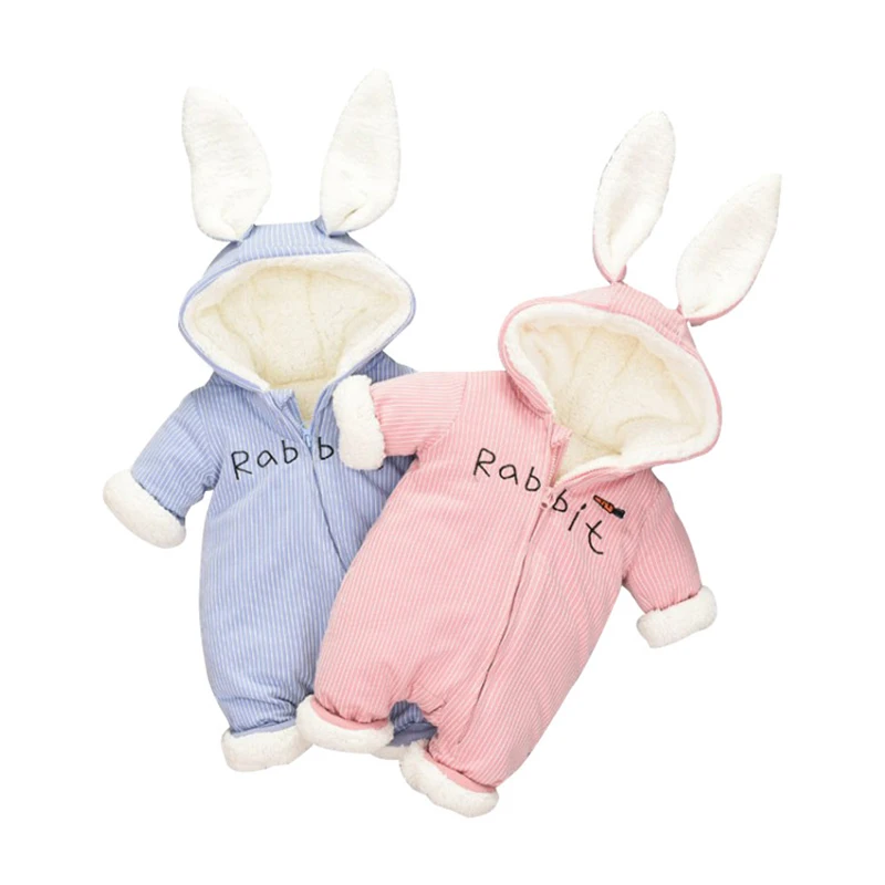 

New Jumpsuit Romper Baby Girls Boys Winter Warm Fleece Hooded Cartoon Romper Overalls for Children Velvet Kids Thicken Clothes