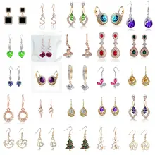 5 pares = 1 lote de moda con forma de flor caliente colgante de diamantes de imitación de cristal largo pendiente de las mujeres Gilr fiesta pendiente regalo de joyería(China)