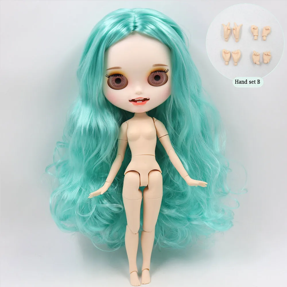 Ледяной обнаженный Blyth кукла No. BL136/4268 Голубой волос резные губы открытый рот матовая индивидуальные лица сустава тела 1/6 bjd - Цвет: like the picture
