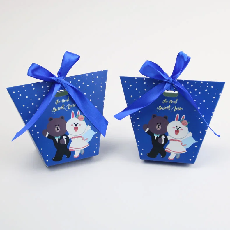 

European Style Wedding Joyful Box Creative Bear Couples Candy Box Personality Portable Carton